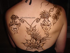 Becca's back henna - step by step henna detailed drawing